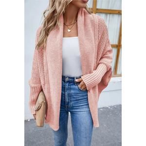 NEW EPRETTY draped open knit batwing cardigan in pink